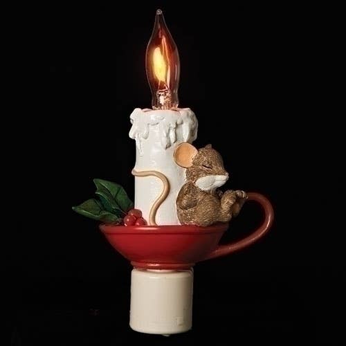 7 H Sleeping Mouse Night Light Flicker Flame; W/swivel Plug