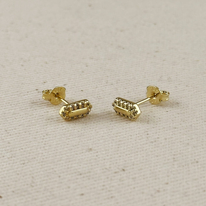 18k Gold Filled Mini Pointed Rectangle Plate Stud Earrings