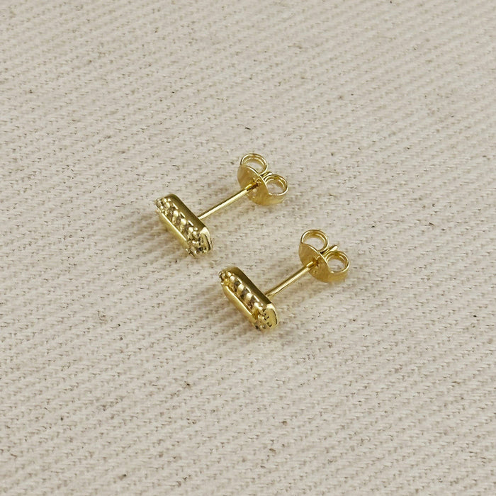 18k Gold Filled Mini Pointed Rectangle Plate Stud Earrings