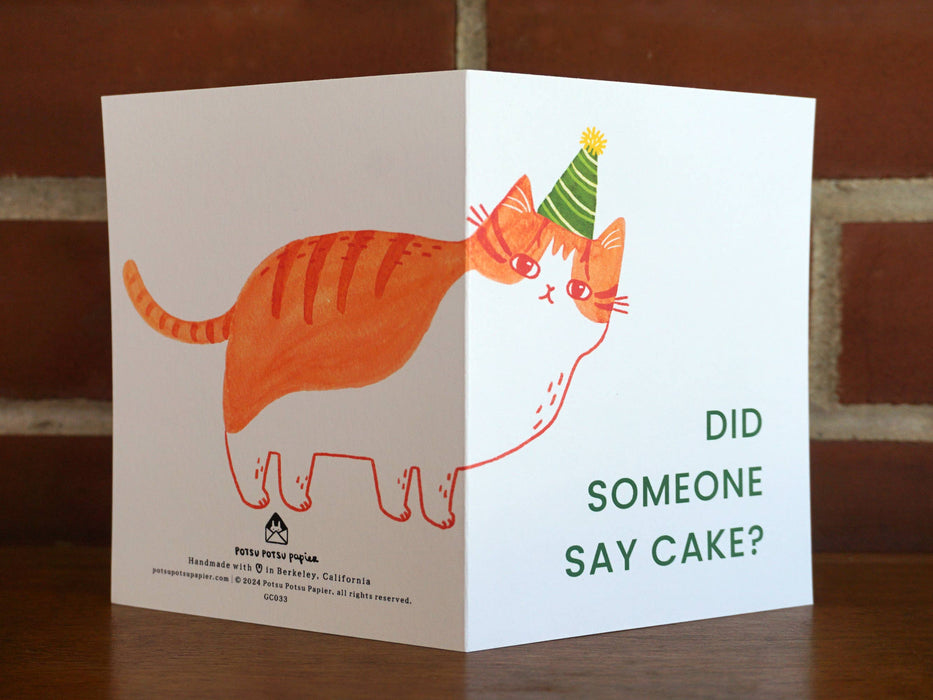 Peeping Orange Cat Birthday Greeting Card