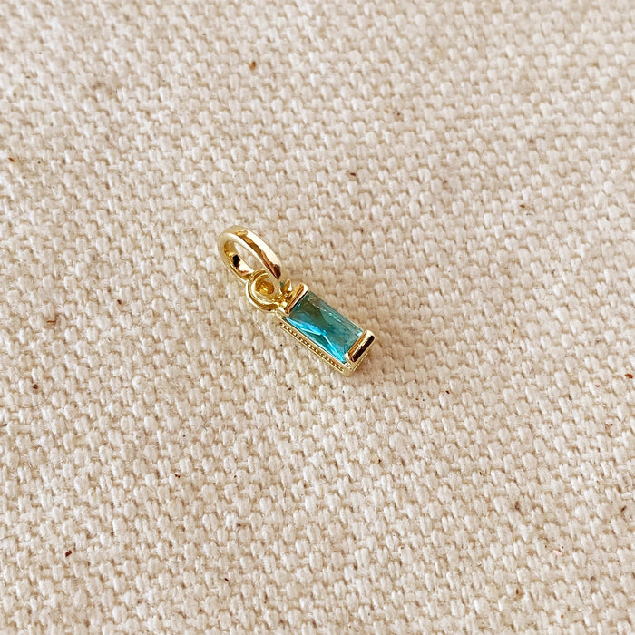 18k Gold Filled Baguette Birthstone Charm