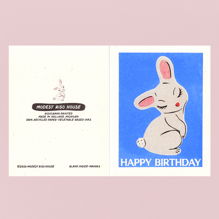 Happy Birthday Bunny - Risograph Card