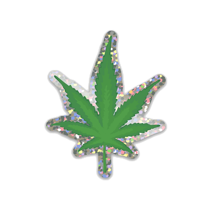 Weed Leaf Sparkle Sticker