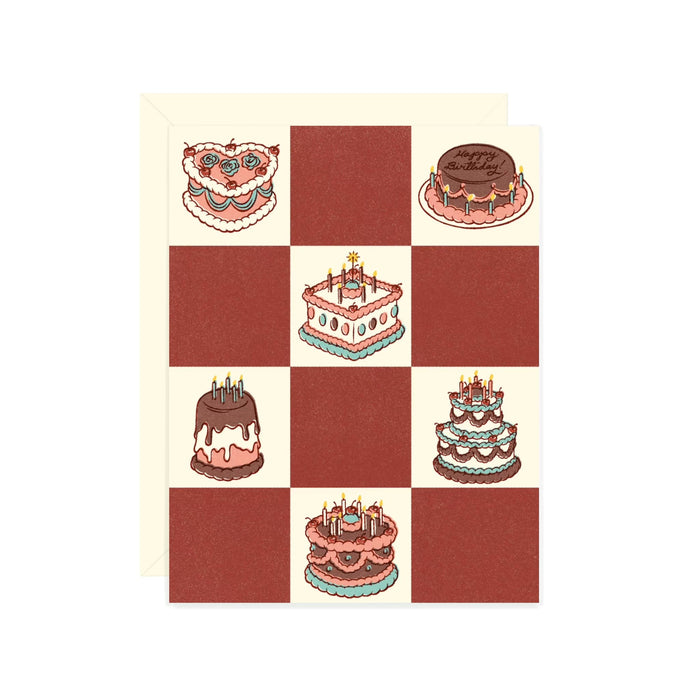 Checker Cake Birthday Card