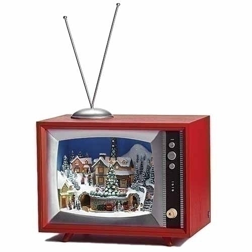 8.5" H LED TV Music Box - Train Depot