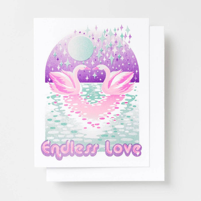 Endless Love Swans - Love & Anniversary Risograph Card