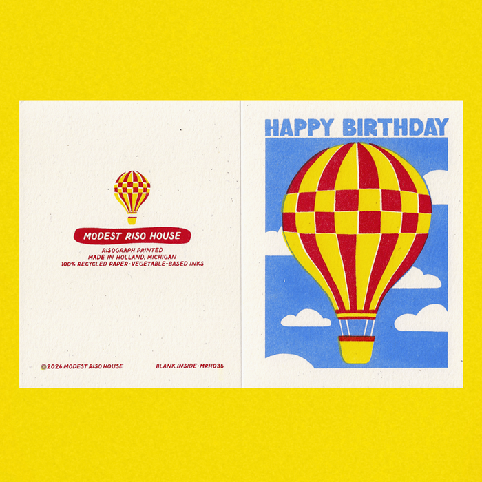 Hot Air Balloon - Risograph Card