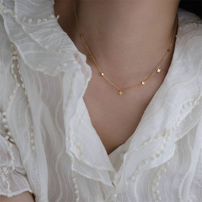 Dainty Star Layering Station Necklace in Stainless Steel