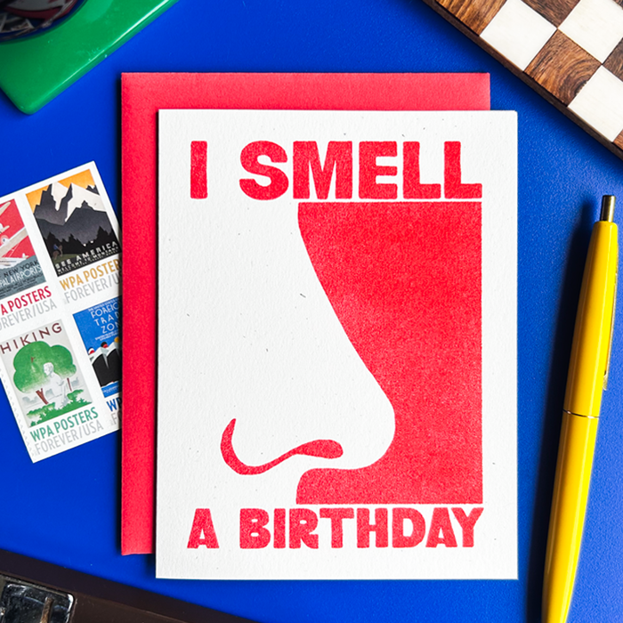I Smell a Birthday - Risograph Card