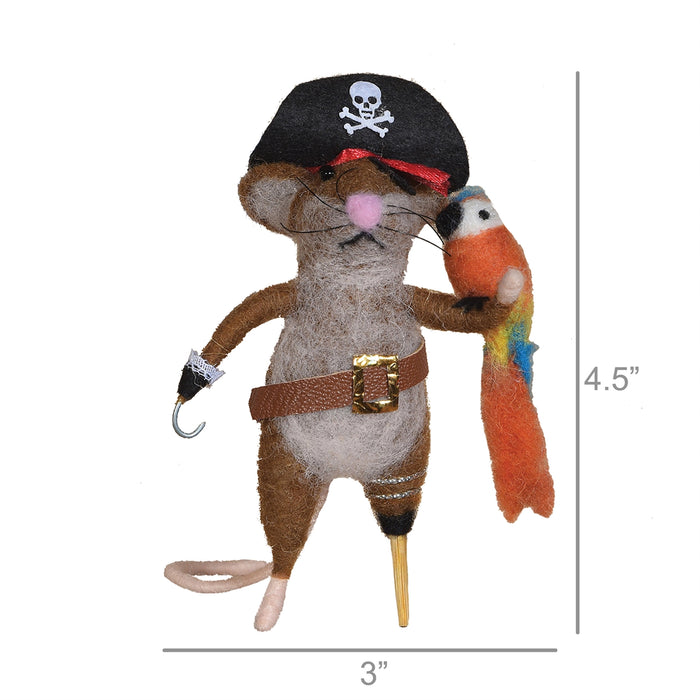Wool Felt Pirate Mouse Ornament