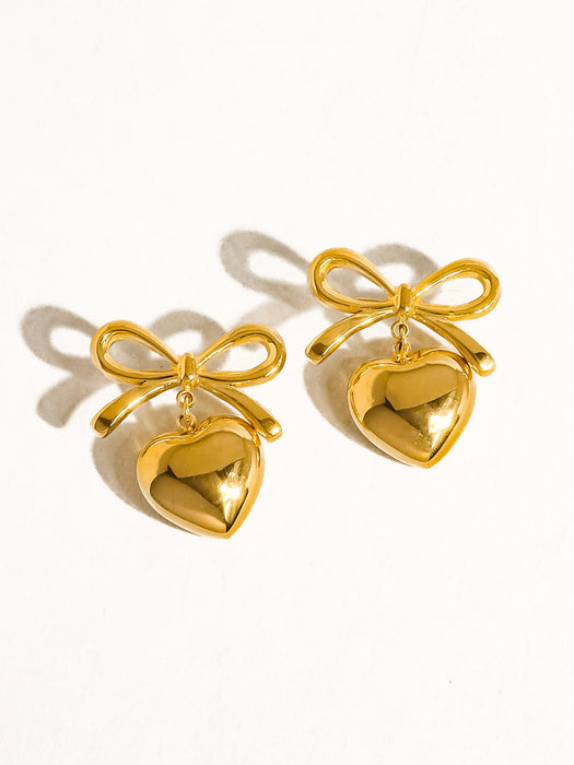 Dainty Bow Heart Earrings