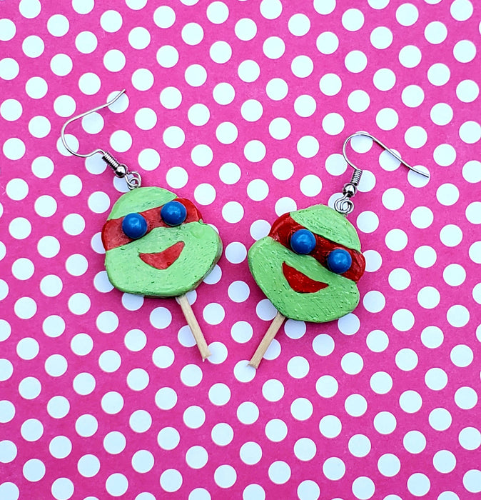 Turtle Popsicle Earrings, Ninja Earrings, Turtle Ice Cream