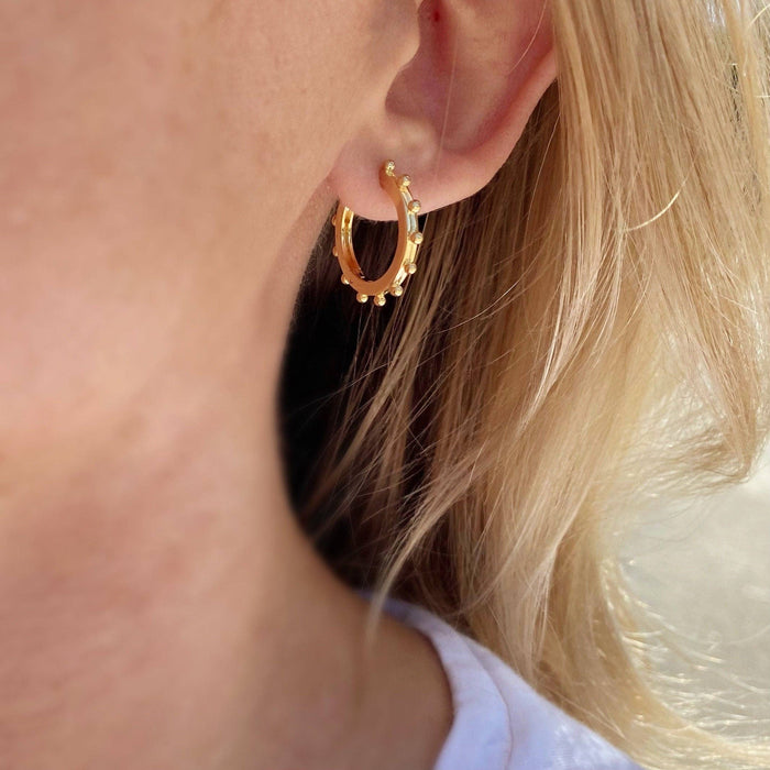 18k Gold Filled Hoop Earrings with Ball Detail