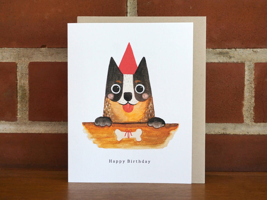 Red Cap Birthday Dog Greeting Card
