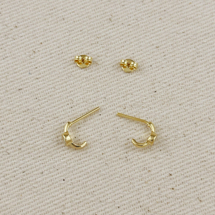 14k Gold Filled Solitaire Bezel CZ  C-Hoop Earrings