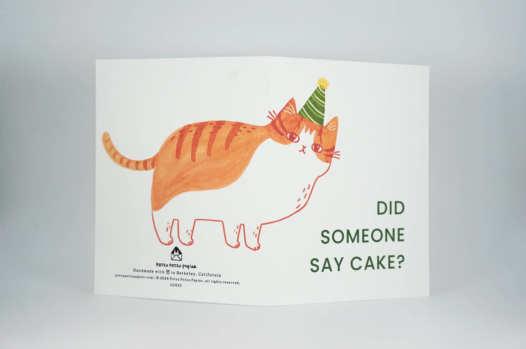 Peeping Orange Cat Birthday Greeting Card