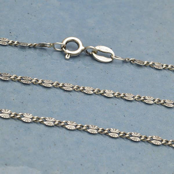 Sterling Silver Delicate Sunburst Chain Necklace 18 Inch