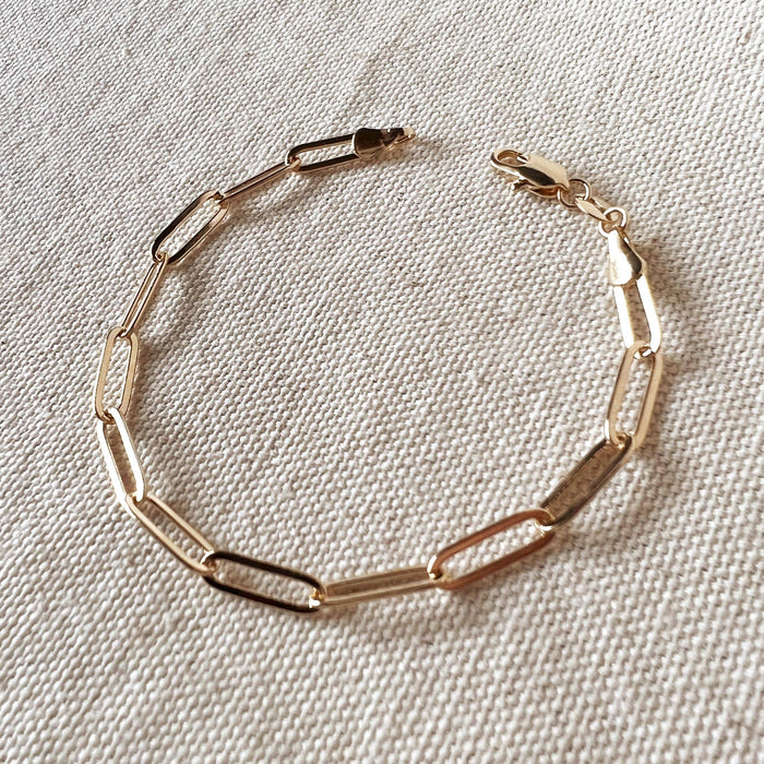 18k Gold Filled Classic Paperclip Bracelet