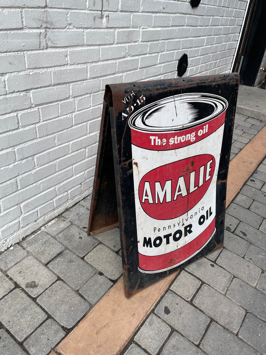 AMALIE Sandwich Board Motor Oil Sign Original Rare 50s - Instore Pickup Only