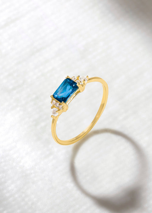 Gold Plated Silver London Blue Topaz Midnight Mirage Ring