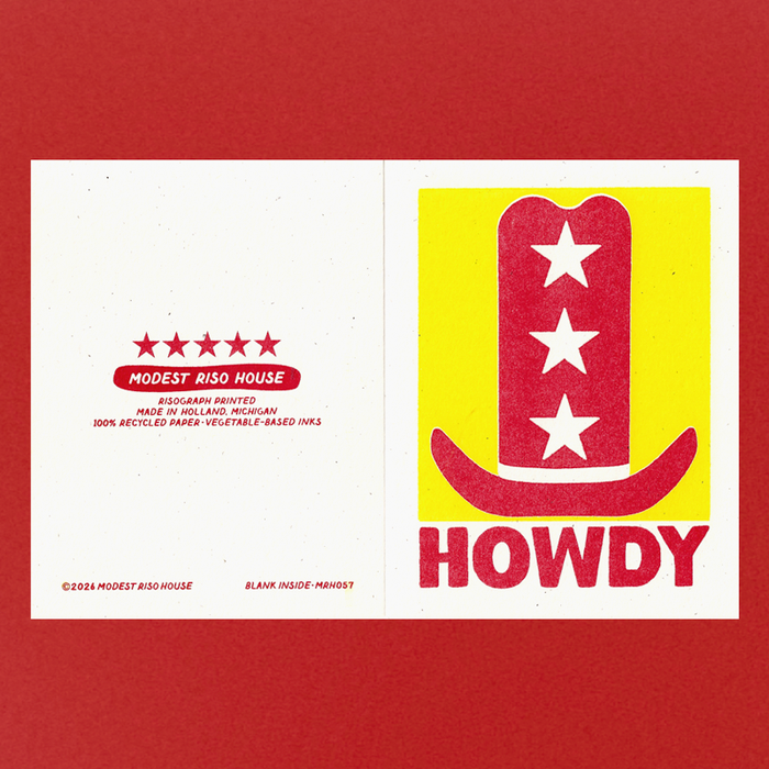Howdy Hat - Risograph Card