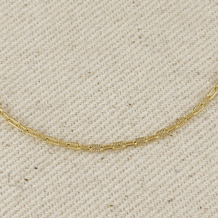 18k Gold Filled Mini Diamond Cut Paperclip Chain Bracelet
