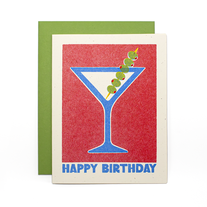Happy Birthday Martini - Risograph Card