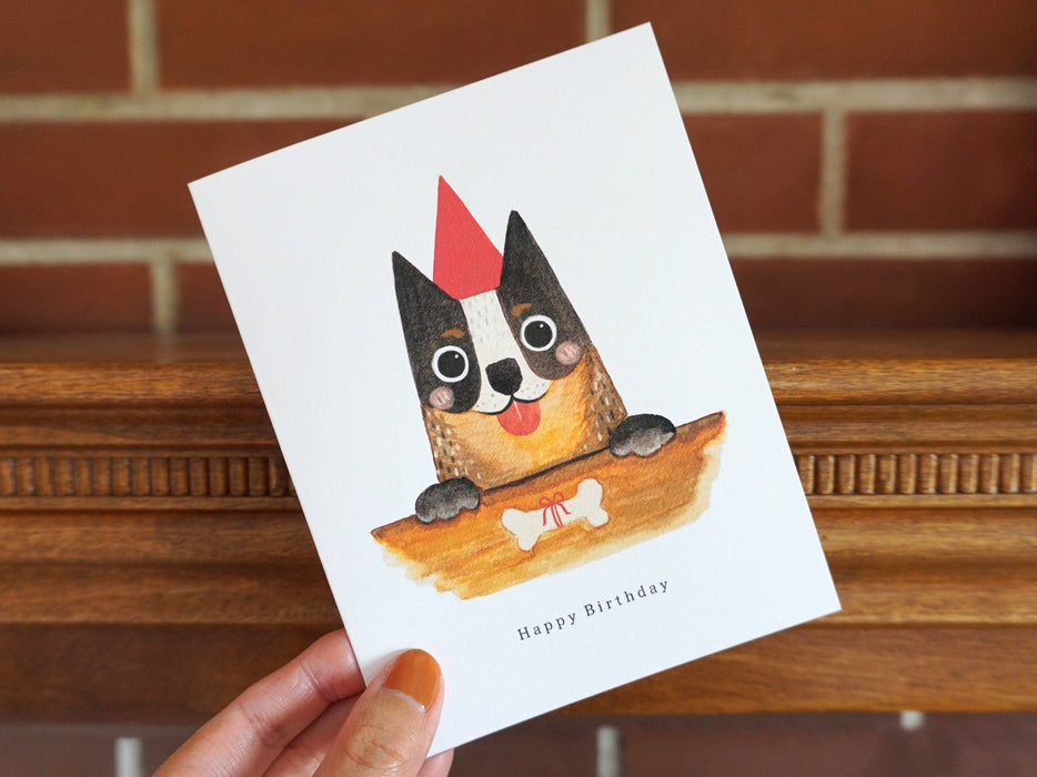 Red Cap Birthday Dog Greeting Card