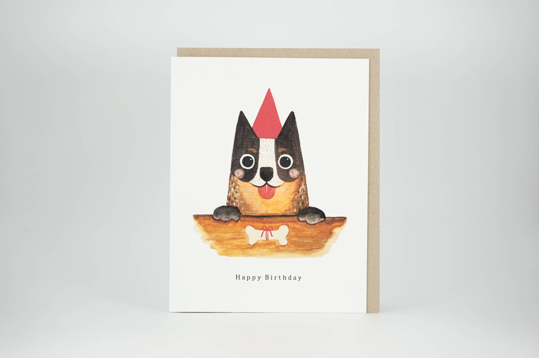 Red Cap Birthday Dog Greeting Card