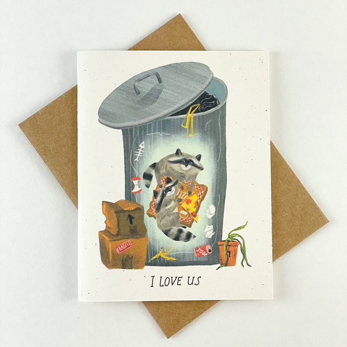 I Love Us Raccoon House Greeting Card