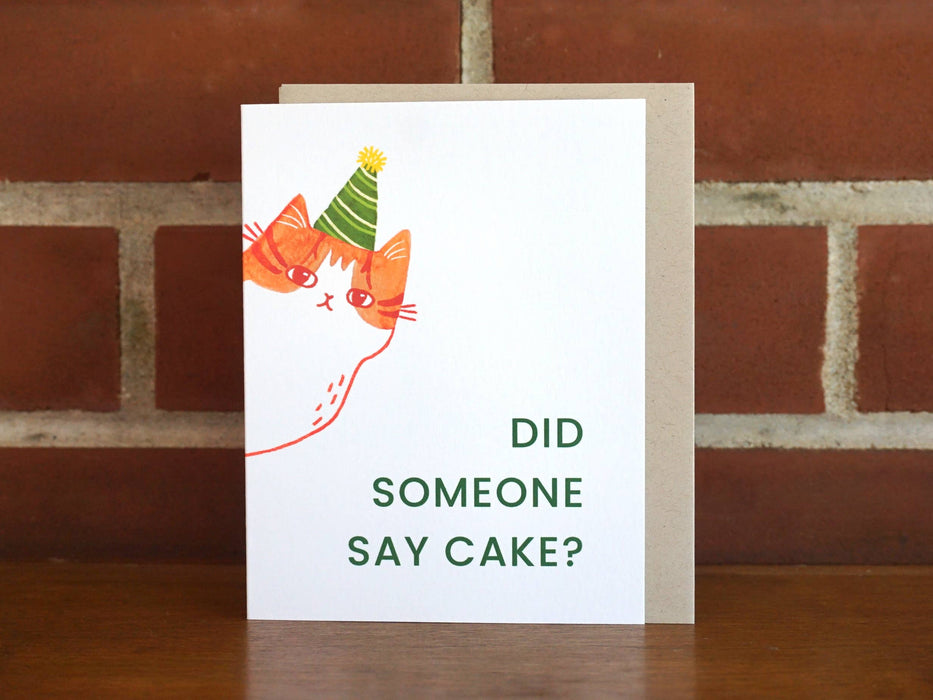 Peeping Orange Cat Birthday Greeting Card