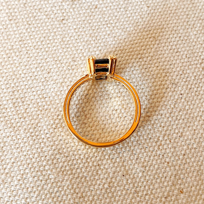18k Gold Filled Black Solitaire Ring
