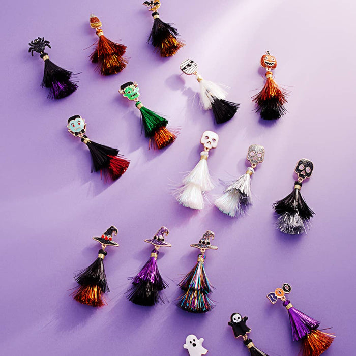 Halloween Characters w Tassel Post Earring