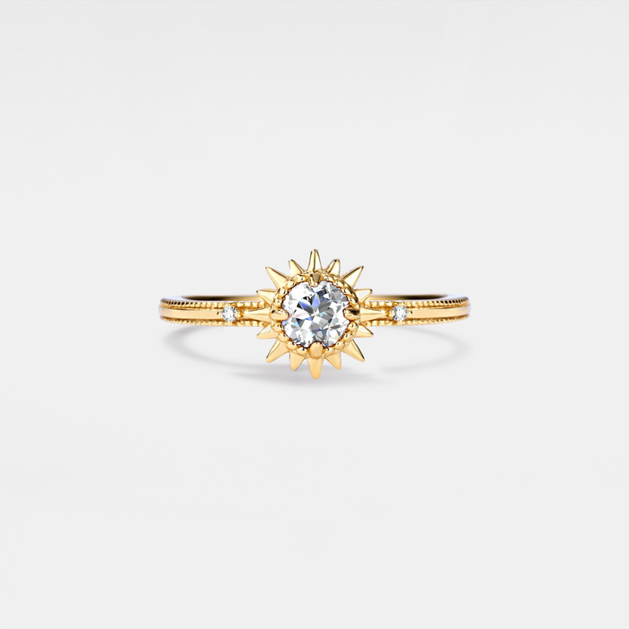 Dainty Gold Sun Stacking Band Ring in 925 Sterling Silver