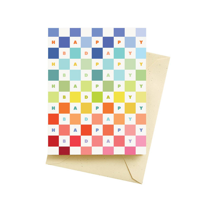 Rainbow Checker Birthday Cards