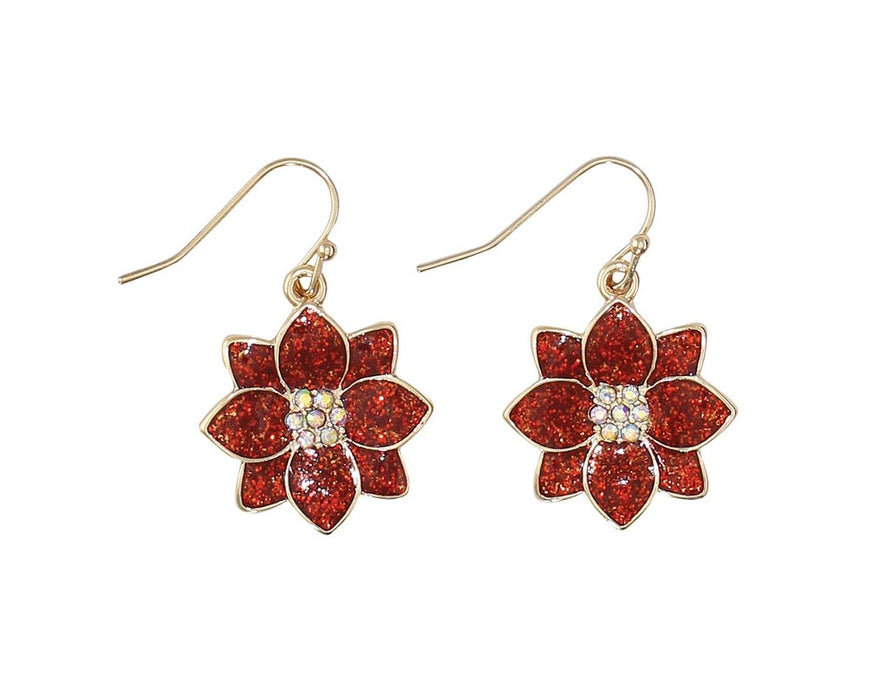 Glittering Poinsettia Earrings