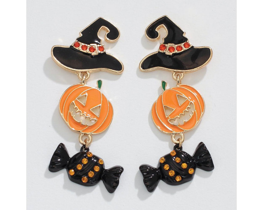 Hat + Pumpkin + Candy Earrings