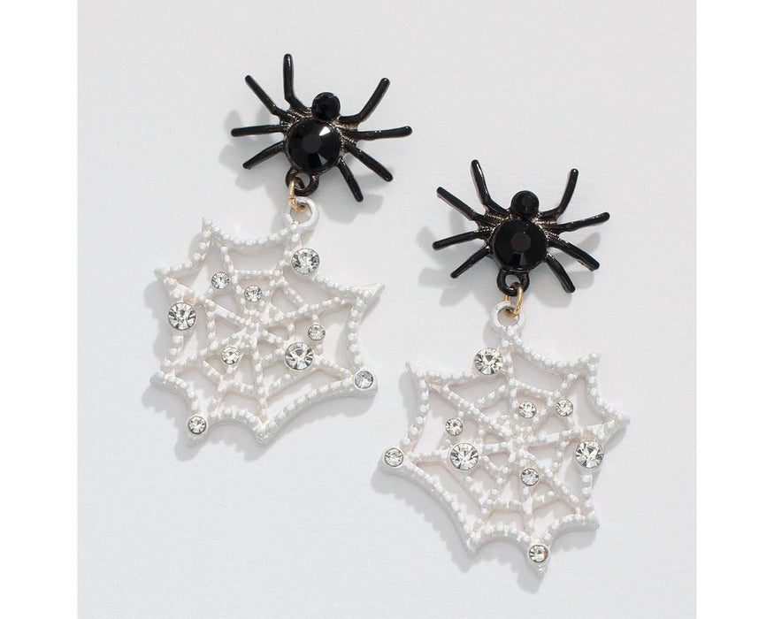 Spiders w/ Crystal Web Earrings