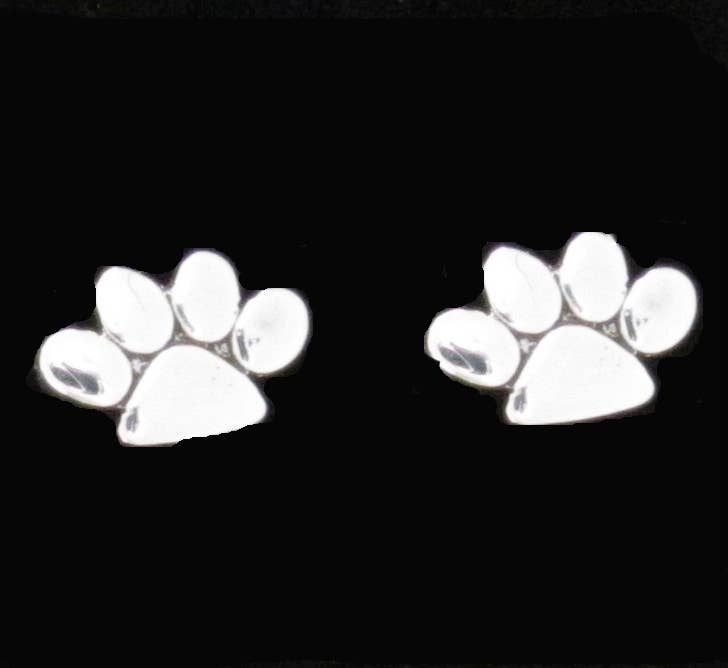 Sterling Silver Paw Print Post Earring