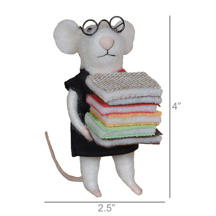 Felt Librarian Mouse Ornament
