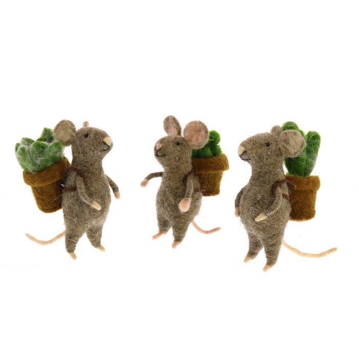 Felt Mice with Succulents