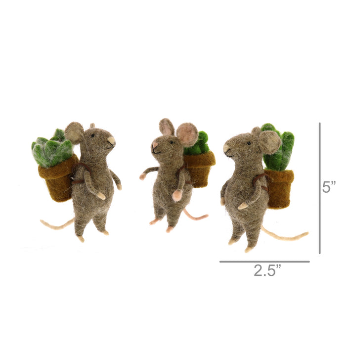 Felt Mice with Succulents