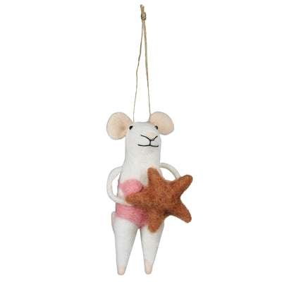Mouse with Starfish Felt Ornament