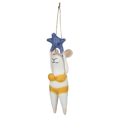 Mouse with Starfish Felt Ornament