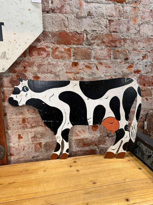 Handpainted Jersey Cow Cut Out 1990s 1980s Sign