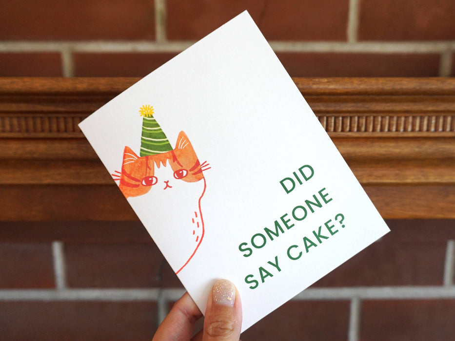Peeping Orange Cat Birthday Greeting Card