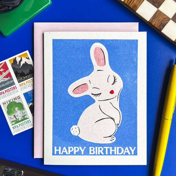 Happy Birthday Bunny - Risograph Card