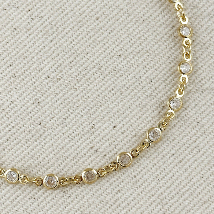 18k Gold Filled Round Bezel CZ Bracelet