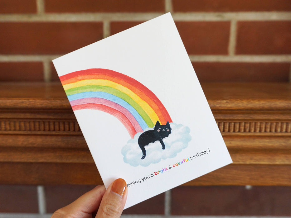 Rainbow Cat Birthday Greeting Card