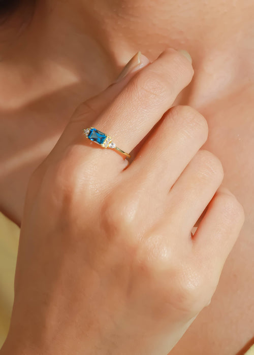 Gold Plated Silver London Blue Topaz Midnight Mirage Ring